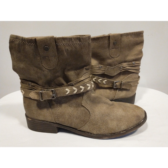 Sugar Indeed Boots Western Mid Calf Buckle Tan Brown Size 8 - Picture 2 of 6